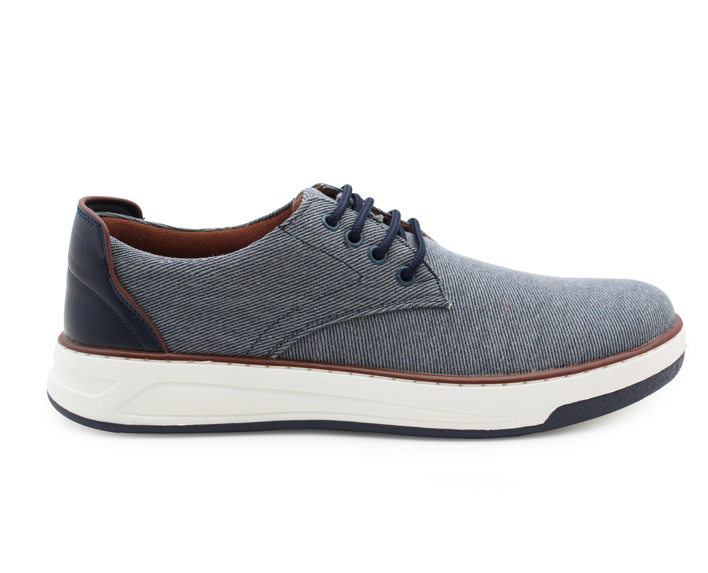 Mens Canvas Lace Up Trainers Soft Touch Foam Insole Navy Denim Casual Smart Fashion Trainer Sneaker Pumps