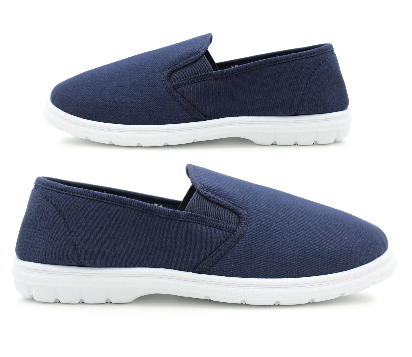 Mens Canvas Slip On Pumps Flat Elastic Gusset Loafers Casual Trainers Sneaker Deck Shoes