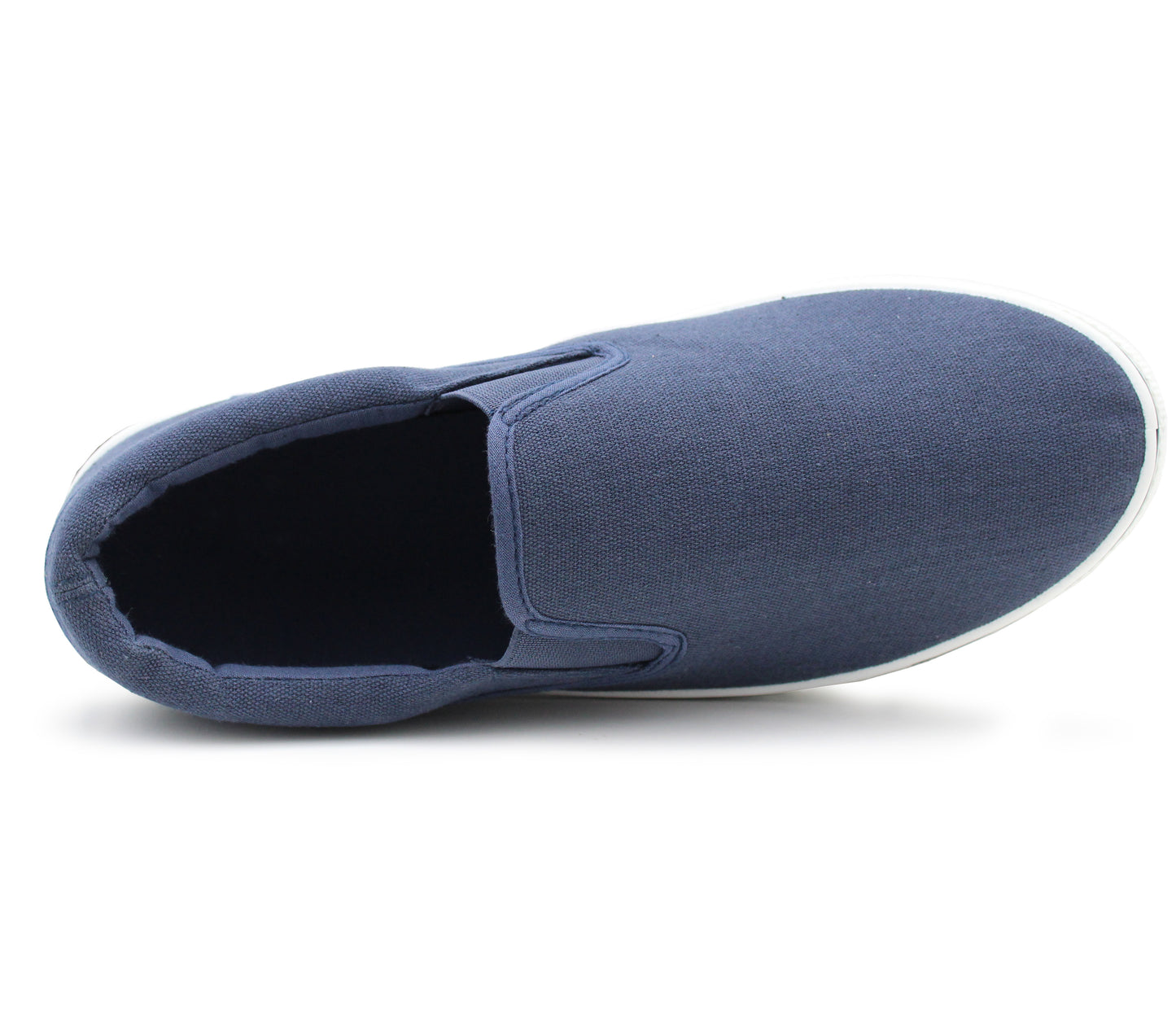 Mens Canvas Slip On Trainers Navy Flat Casual Deck Shoe Boat Skate Sneaker Pumps