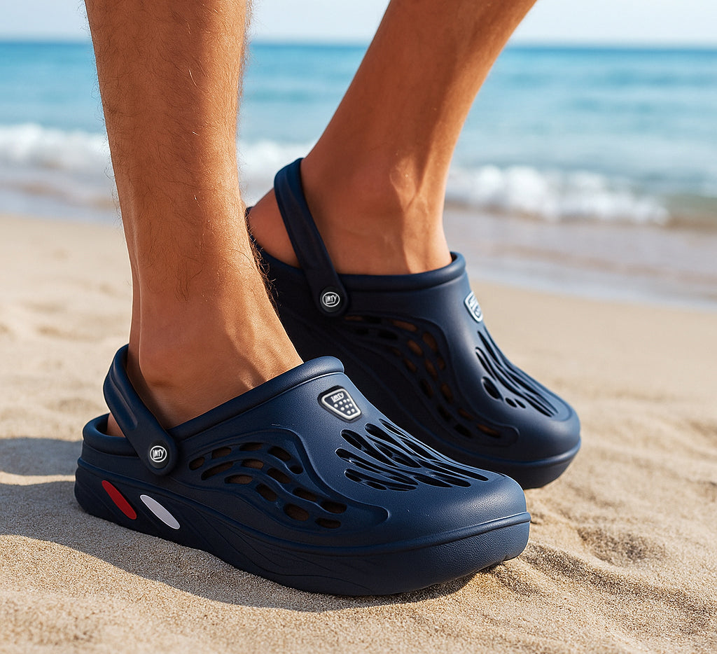 Mens Clogs Breathable Lightweight EVA Garden Sandals Slippers Hospital Clog Pool Shower Holiday Beach Mule Water Shoes Navy