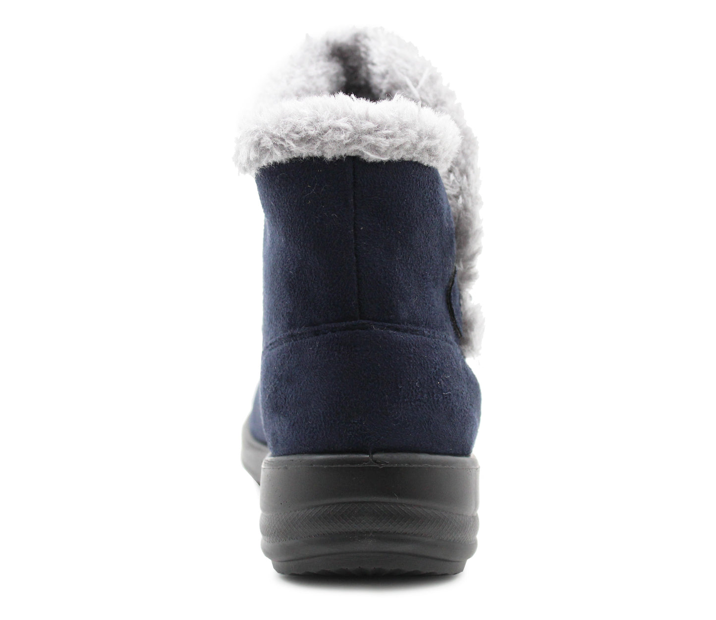 Cushion Walk Womens Faux Fur Lined Boots Ladies Warm Ankle High Slip On Low Wedge Snug Winter Boots