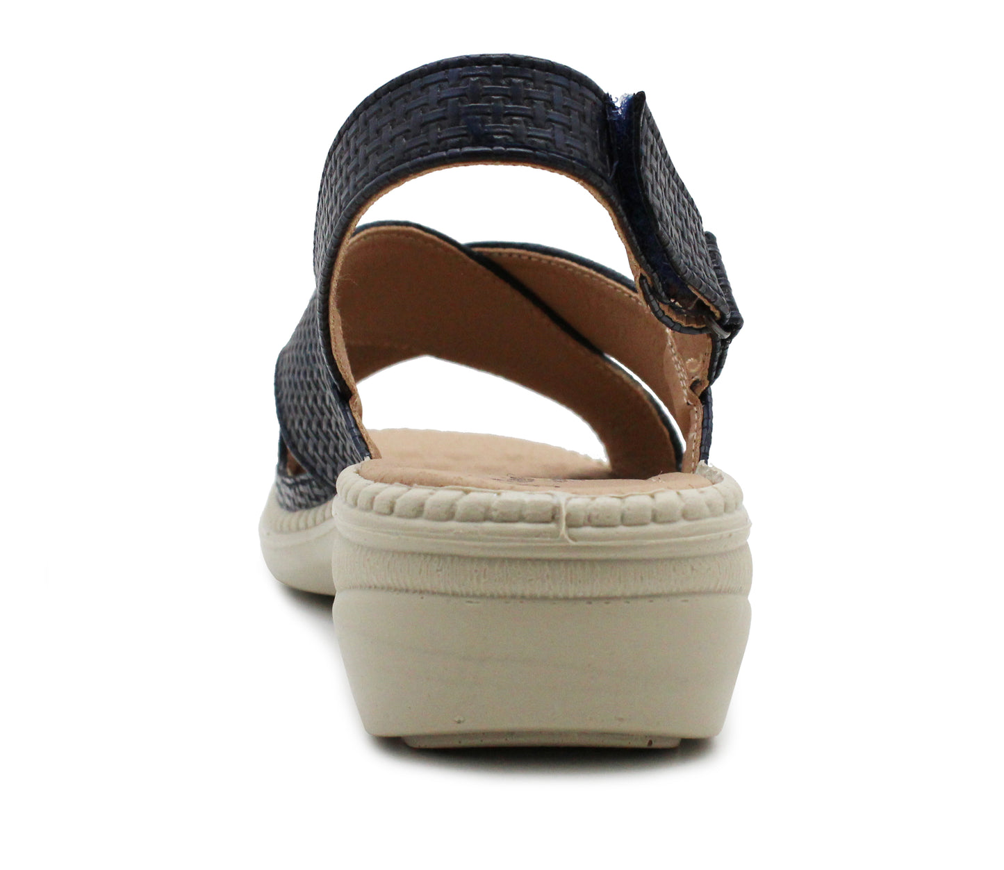 Womens Slip On Sandals Low Wedge Heel Touch Fasten Adjustable Ladies Summer Open Toe Crisscross Slingbacks