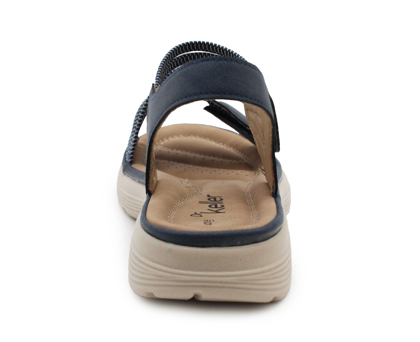Womens Touch Fasten Sandals Lightweight Low Wedge Flat Slip On Open Toe Elastic Slingbacks Ladies Summer Casual Fashion Sandals Navy Blue