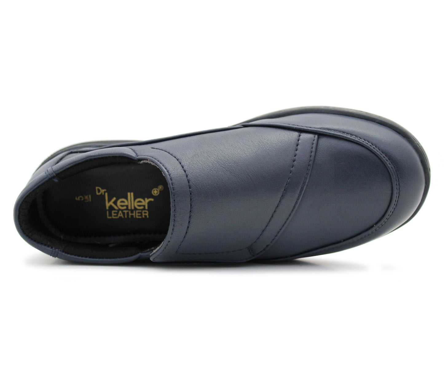 Dr Keller Womens Genuine Leather Navy Slip On Loafers Elasticated Flat Ladies Office Nurse Casual Shoes