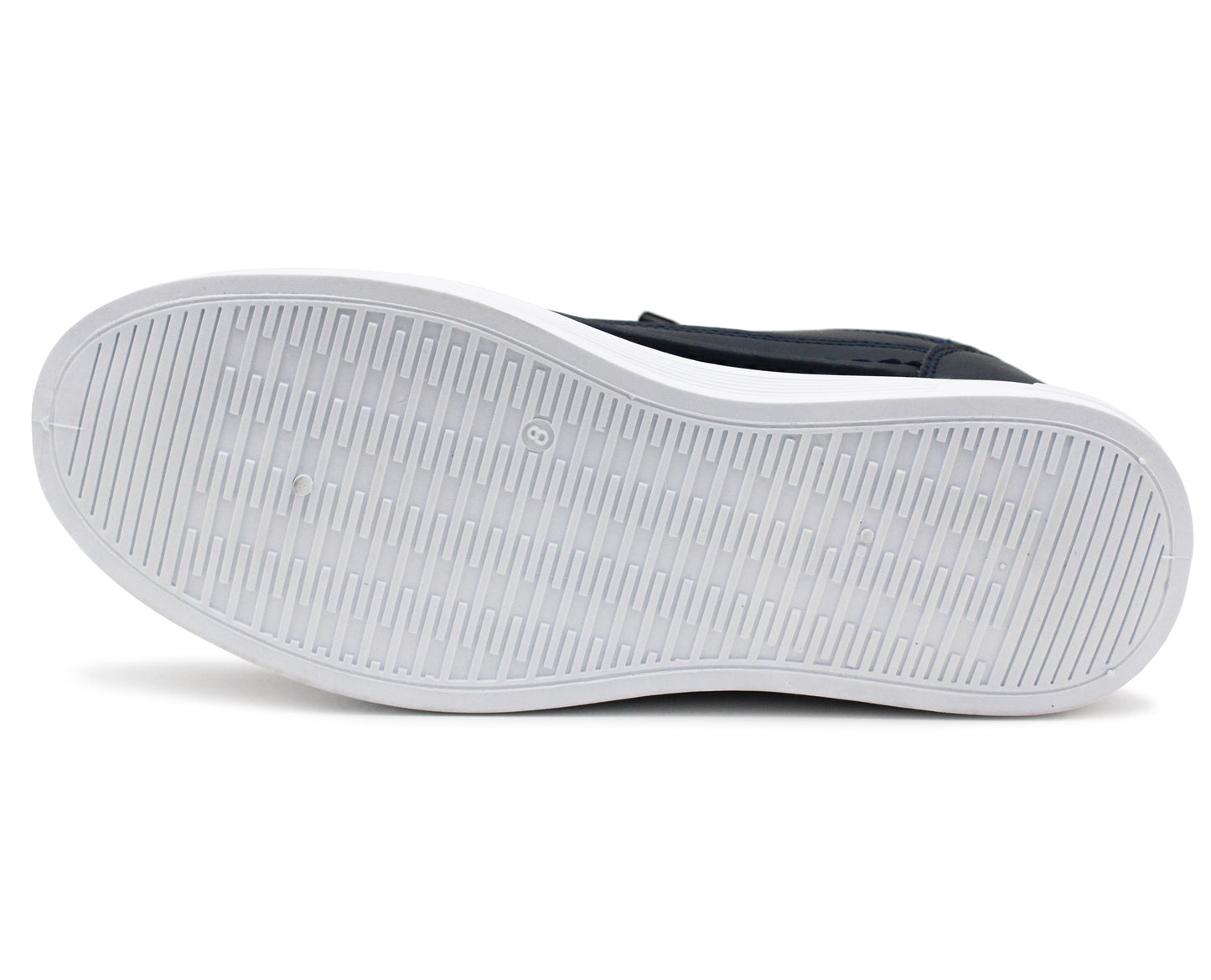 Mens Smart Trainers Flat Platform Sole Fashion Sneakers Elasticated Laces Slip On Shoes in Navy