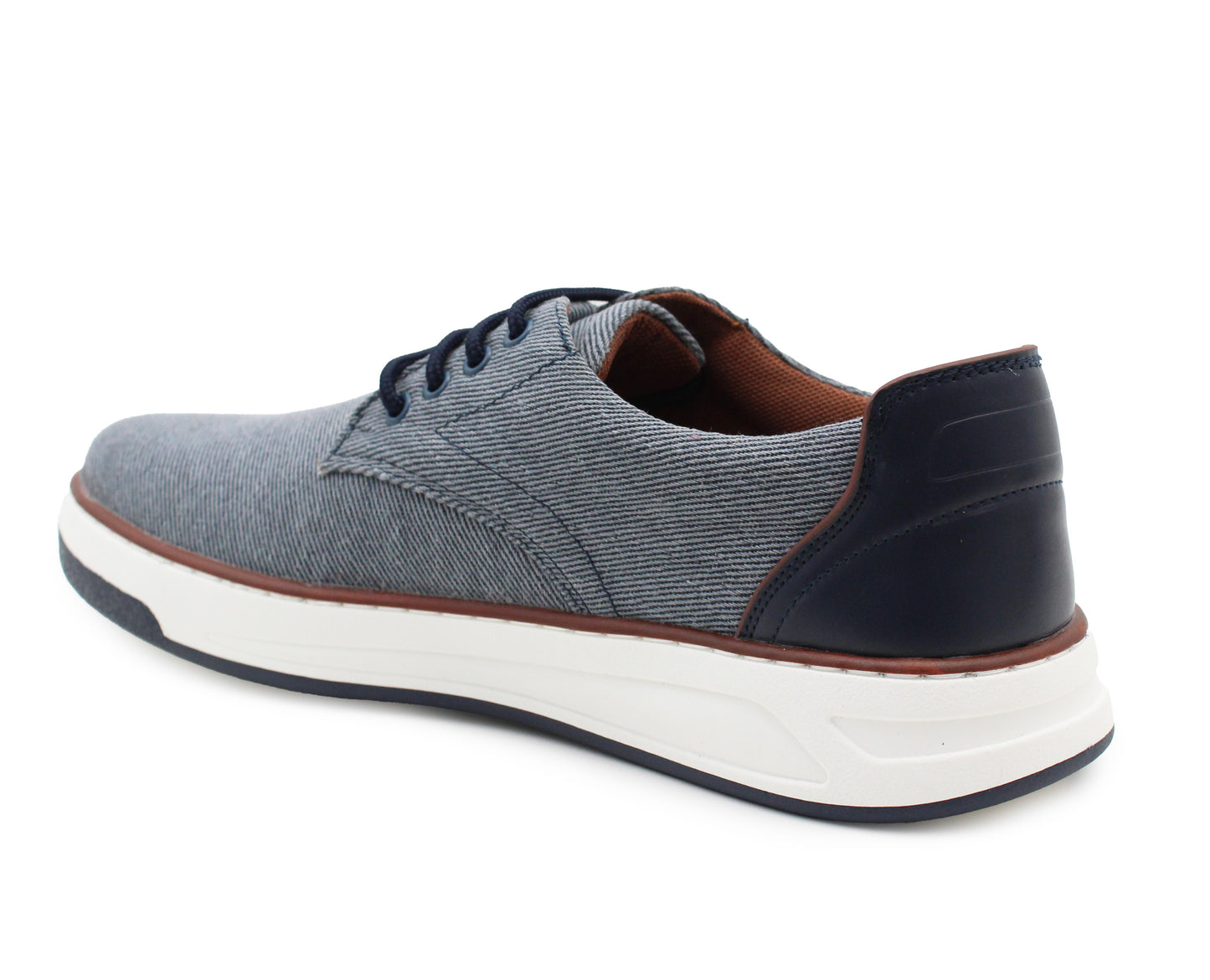 Mens Canvas Lace Up Trainers Soft Touch Foam Insole Navy Denim Casual Smart Fashion Trainer Sneaker Pumps