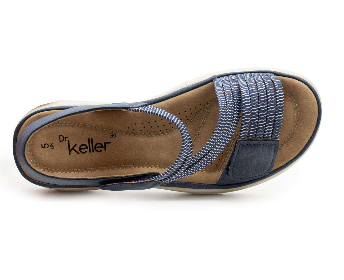 Womens Touch Fasten Sandals Lightweight Low Wedge Flat Slip On Open Toe Elastic Slingbacks Ladies Summer Casual Fashion Sandals Navy Blue