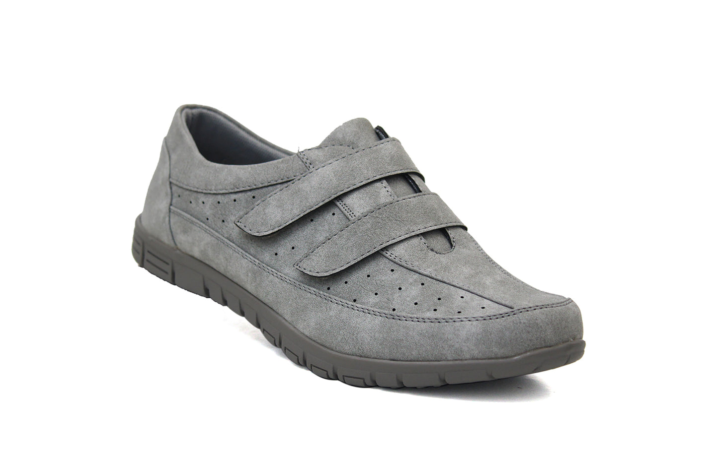 MARIA Womens Touch Fasten Faux Suede Loafers in Grey