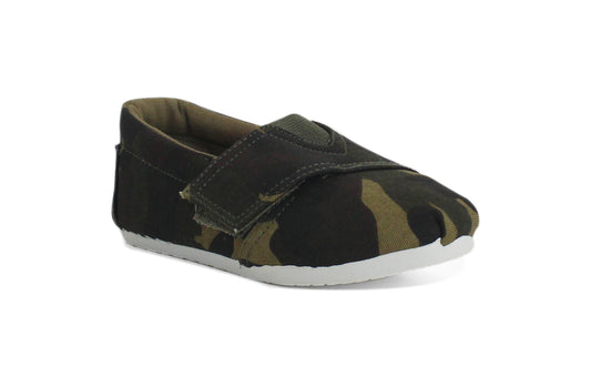Boys Kids Camo Canvas Touch Fasten Slip On Khaki Camouflage Loafer Pumps Espadrilles Plimsolls
