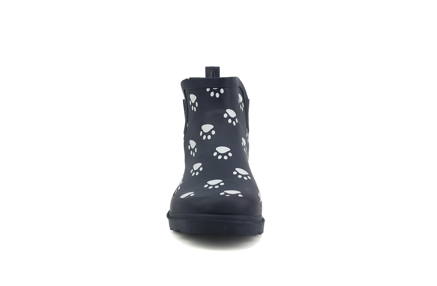 Womens Ladies Navy Animal Paw Print Short Welly Shoes Wellington Wellies Ankle Boots