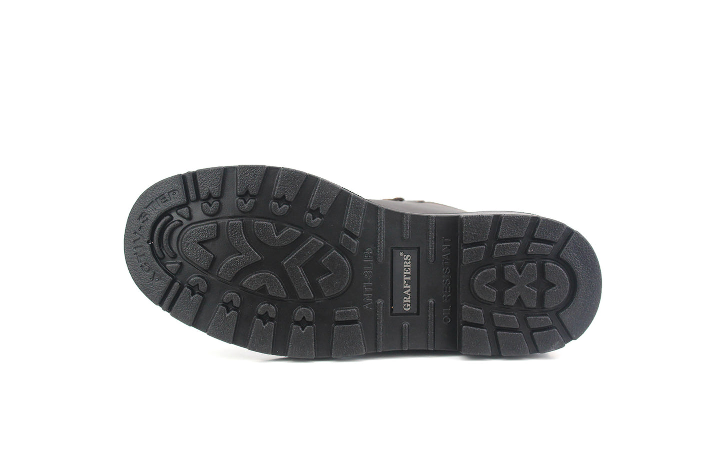 Grafters Mens Brown Leather Lace Up Steel Toe Cap S1 Safety Padded Ankle Collar Work Boots