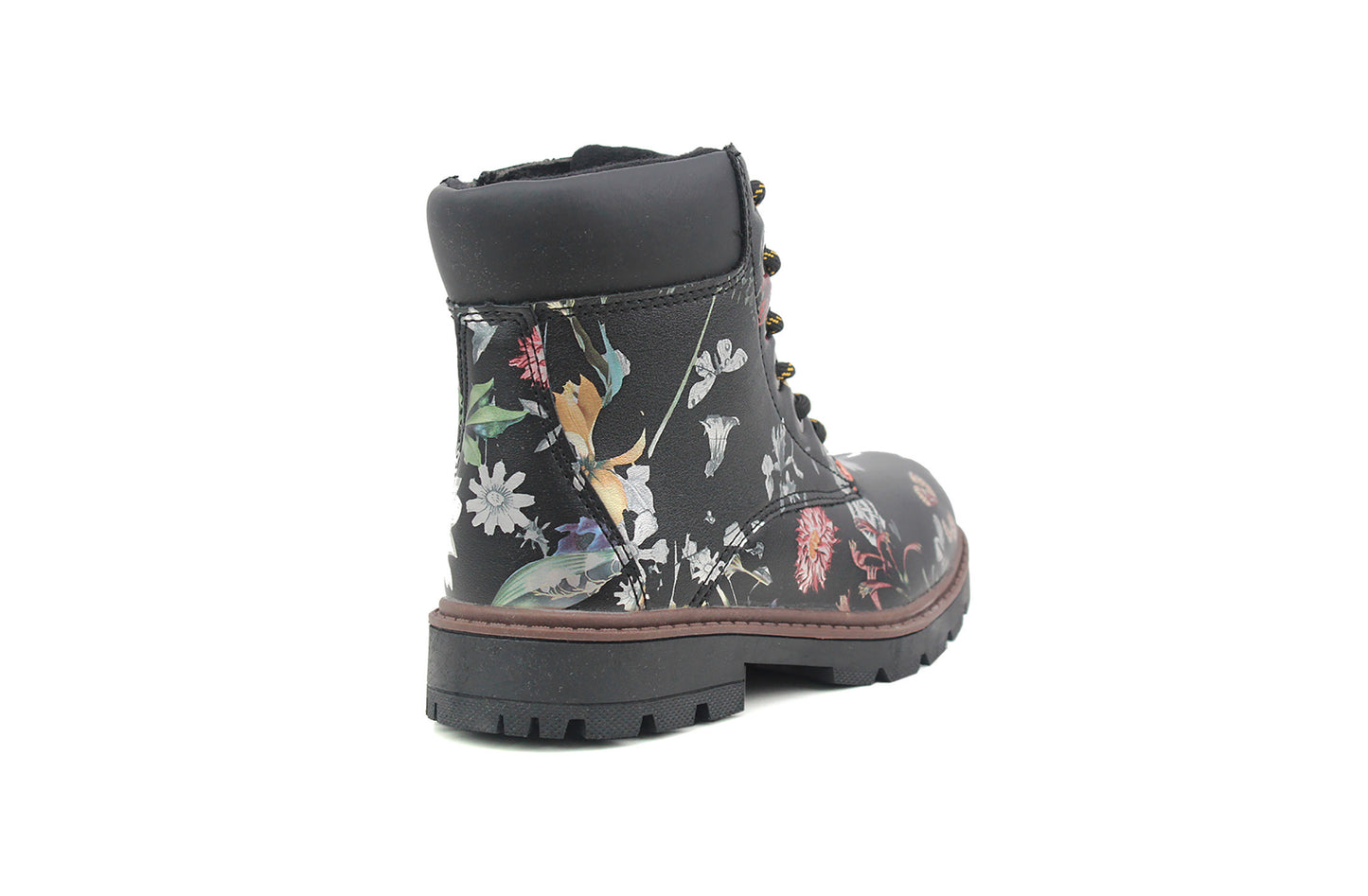 Girls Kids Metallic Floral Print Lace Up Size Zip Fashion Combat Boots UK 9 KIDS