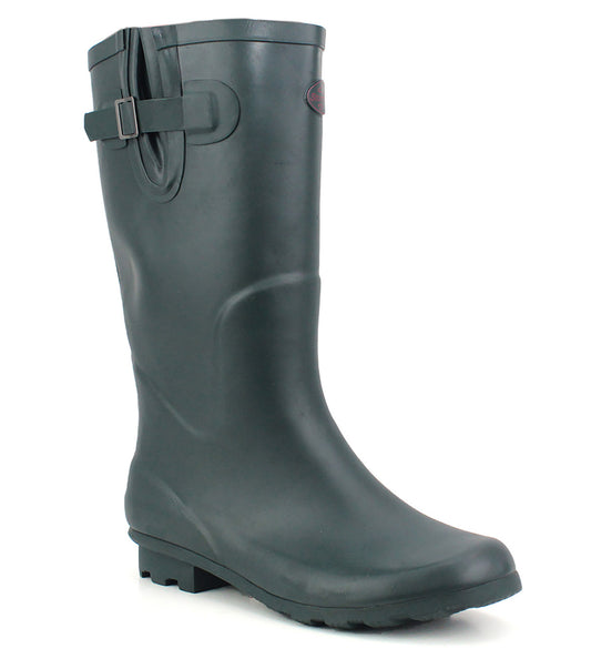 Womens Ladies Wide Calf Adjustable Wellies Waterproof Rain Festival Dog Walking Wellington Boots Green