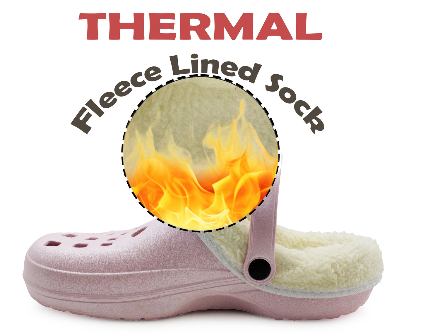 Womens Clogs Warm Fur Lined Thermal Garden Clogs Lightweight EVA Slip On Slippers Kitchen Nurse Indoor House Shoes Sandals Pink