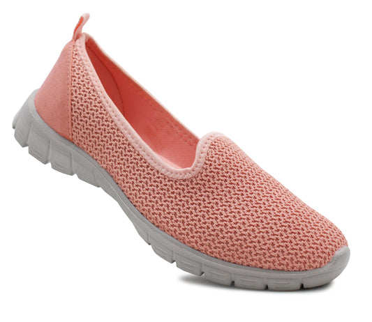 B386880 Womens Lightweight Slip On Breathable Mesh Trainer Pumps in Pink