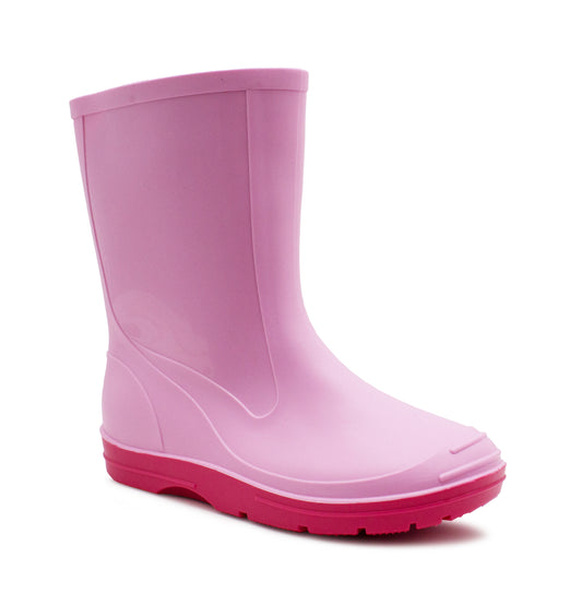 Kids Wellies Girls Slip On Mid Calf Waterproof Puddle Rain Mud Snow Youth Wellington Boots Pink Fuchsia