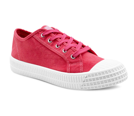 Womens Canvas Pink Lace Up Trainers Flat Sole Baseball Sneakers Ladies Flat Low Top Fashion Trainer Pumps