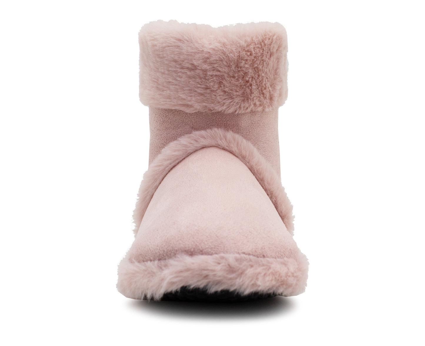 Womens Faux Fur Slipper Boots Warm Lined Ladies Plush Slippers Ankle Booties Lightweight Cosy Winter House Shoes Non-slip Sole Bootees Pink