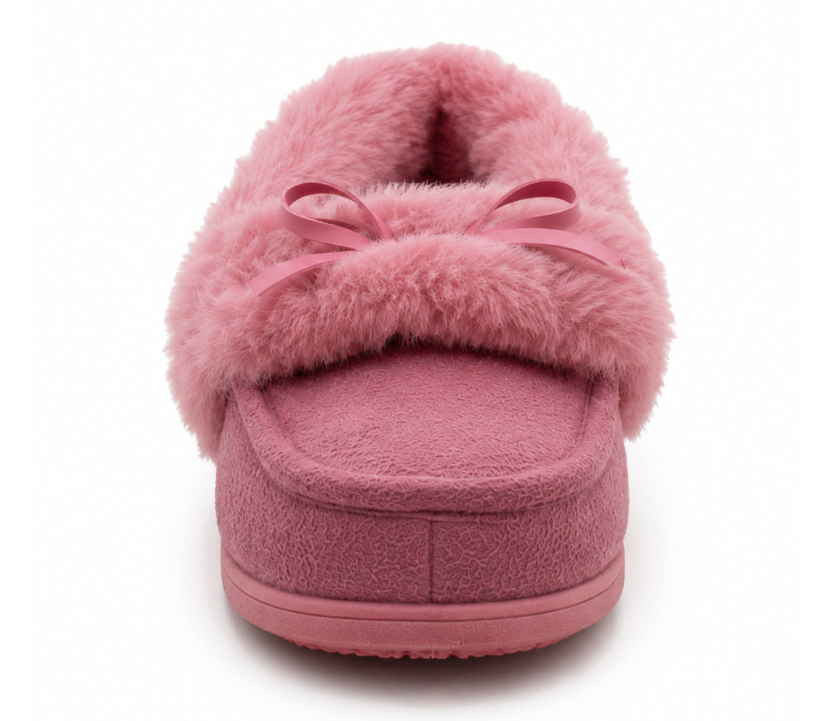 Womens Memory Foam Moccasin Slippers Faux Fur Trim Warm Slip On Ladies Winter House Shoes