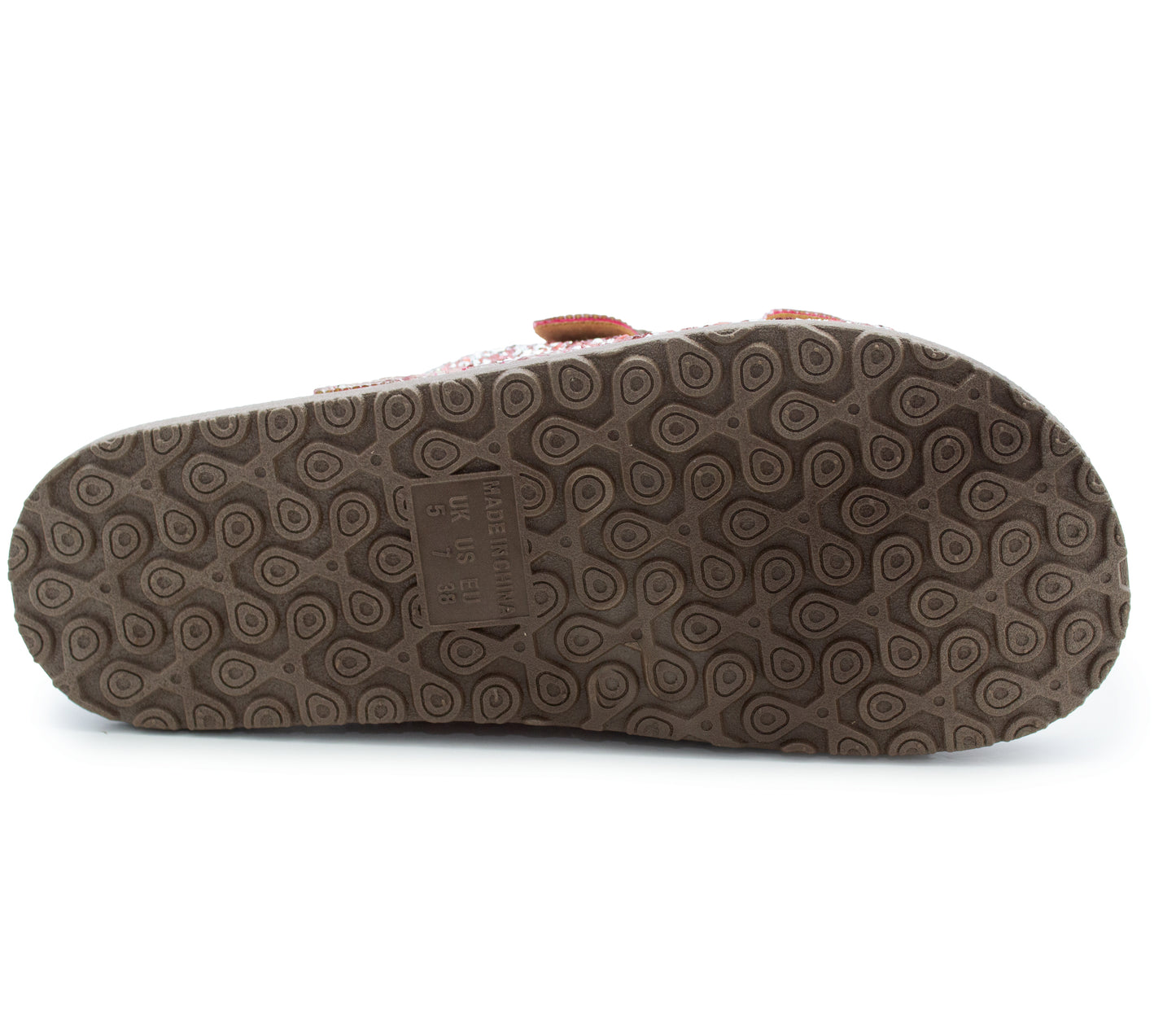 Womens Sandals Cork Footbed Pink Glitter Buckle Open Toe Slides Adjustable Straps Ladies Beach Slip On Backless Flat Casual Fashion Sandal