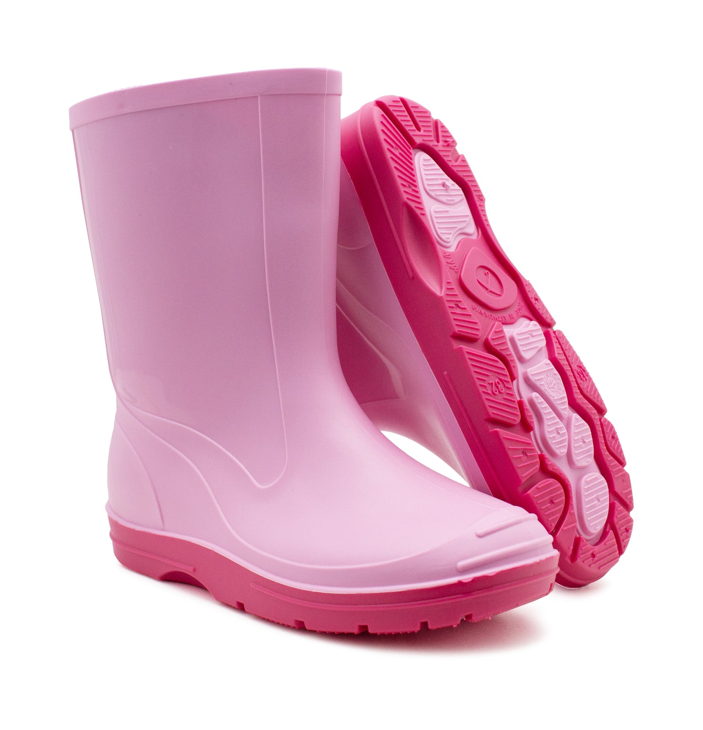 Kids Wellies Girls Slip On Mid Calf Waterproof Puddle Rain Mud Snow Youth Wellington Boots Pink Fuchsia