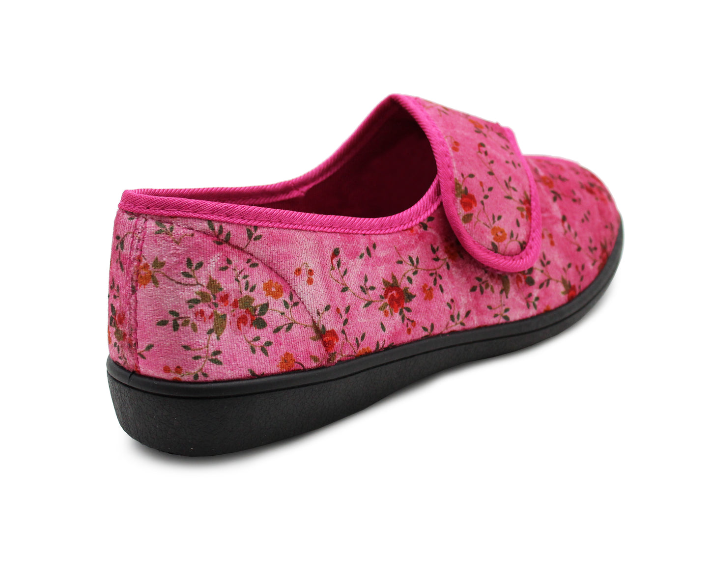 Womens Slippers Floral Wide Open Touch Fasten Ladies Diabetic Orthopaedic Velour House Shoes Slippers