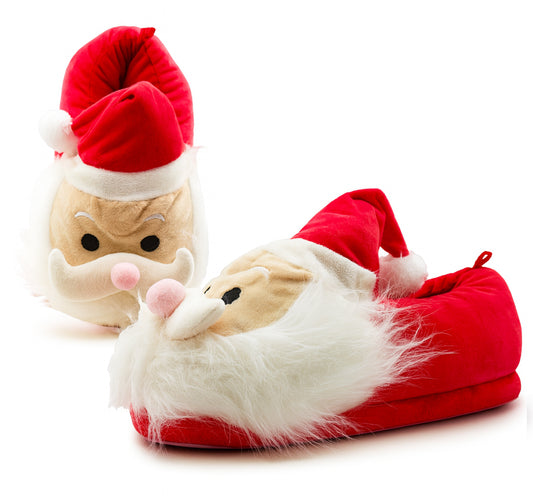 Mens Santa Christmas Slippers Father Christmas Plush Novelty Slippers Slip On Fancy Dress Fun Festive Xmas House Shoes