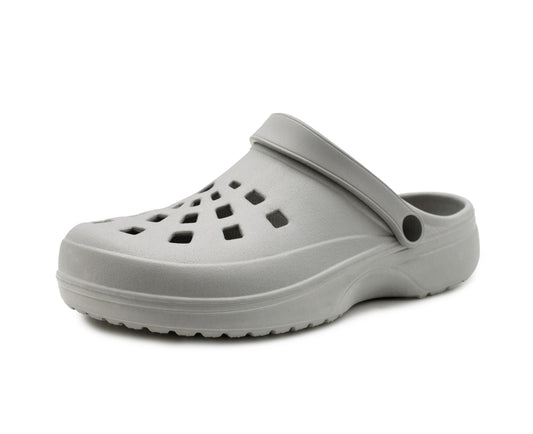 Mens Clogs Silver Lightweight EVA Garden Breathable Slip On Beach Hospital Nurse Kitchen Water Shoes Mules House Shoes Sandals