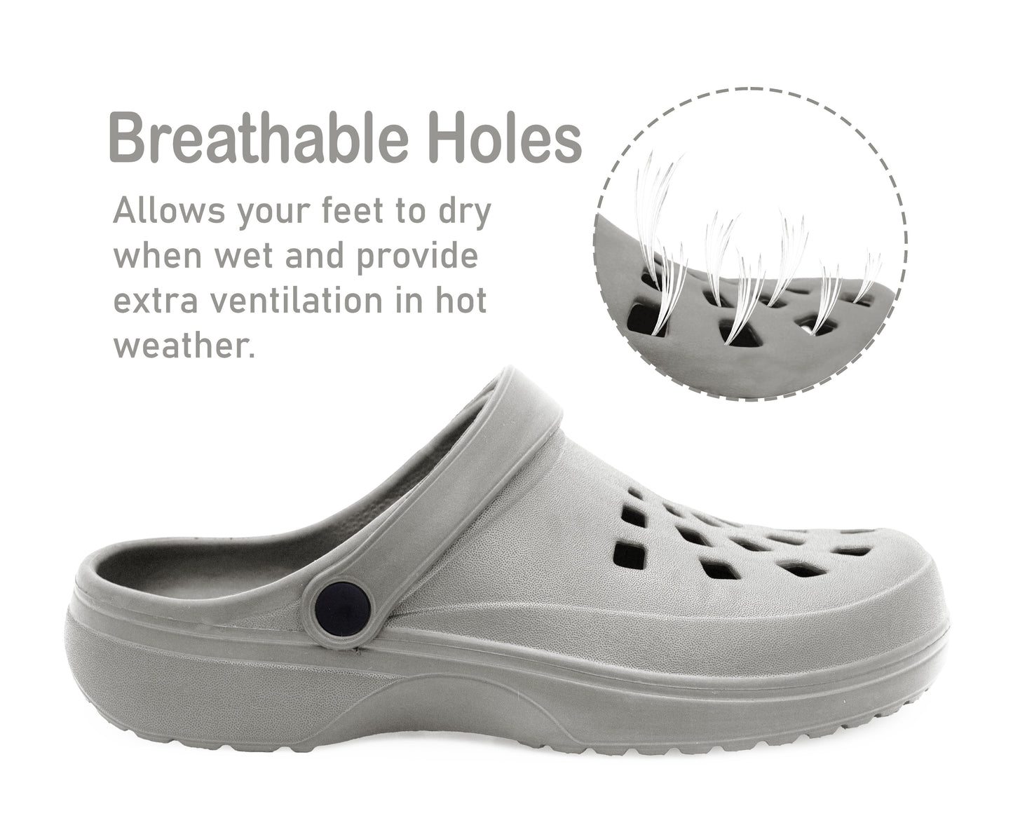 Mens Clogs Silver Lightweight EVA Garden Breathable Slip On Beach Hospital Nurse Kitchen Water Shoes Mules House Shoes Sandals