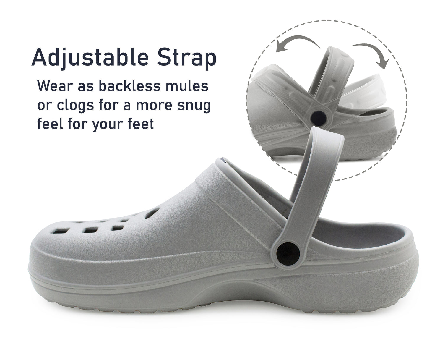 Mens Clogs Silver Lightweight EVA Garden Breathable Slip On Beach Hospital Nurse Kitchen Water Shoes Mules House Shoes Sandals