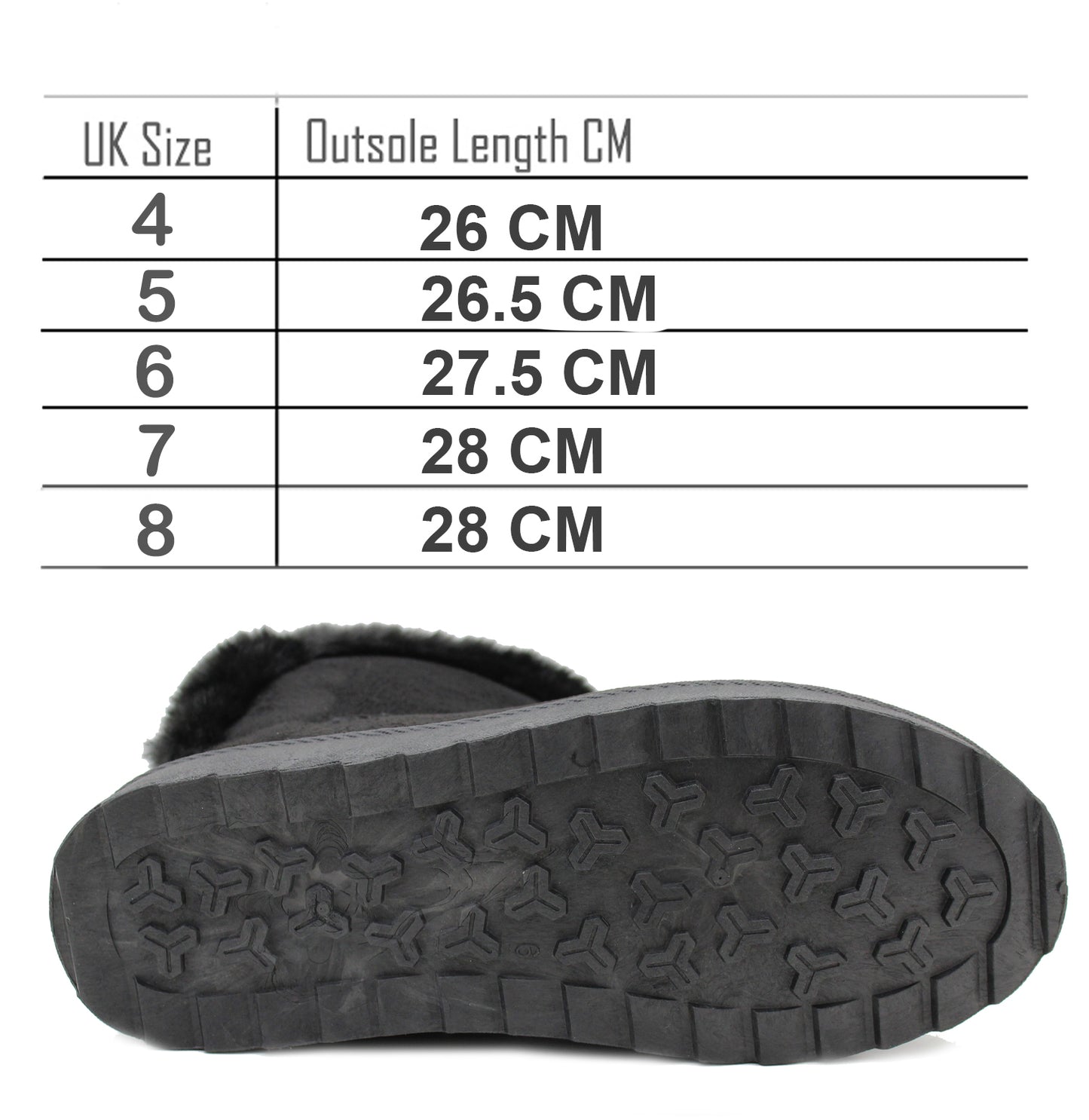 Womens Ankle Boots Black Warm Faux Fur Lined Ladies Slip On Thermal Winter Boots