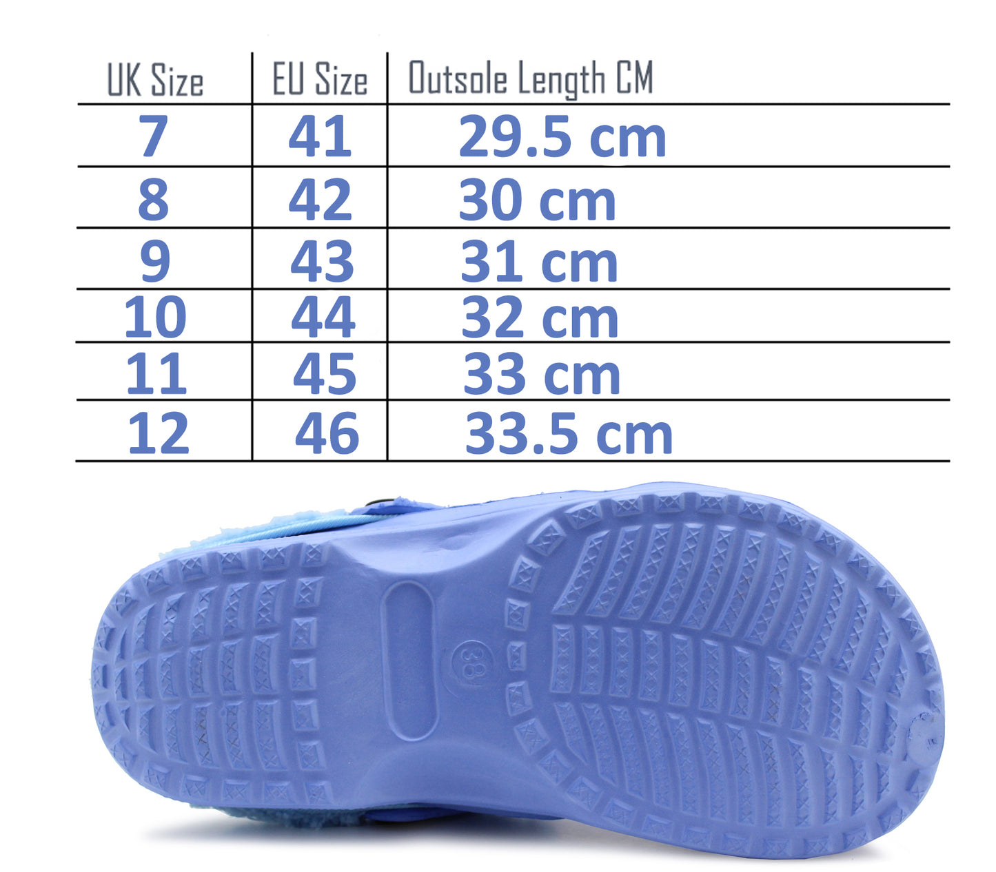 Mens Clogs Warm Fur Lined Thermal Blue Garden Clogs Slip On Lightweight EVA Slippers Indoor House Shoes Shower Sandals