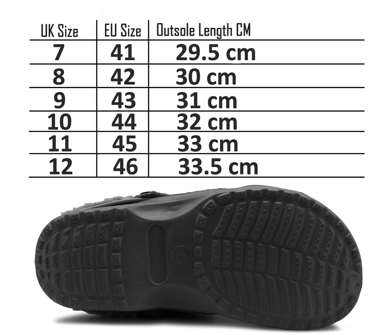 Mens Clogs Warm Fur Lined Thermal Black Garden Clogs Slip On Lightweight EVA Slippers Indoor House Shoes Shower Sandals