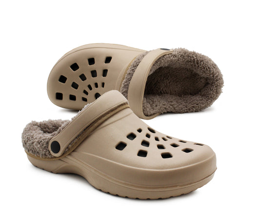 Womens Clogs Warm Fur Lined Thermal Garden Clogs Lightweight EVA Slip On Slippers Kitchen Nurse Indoor House Shoes Sandals Gold