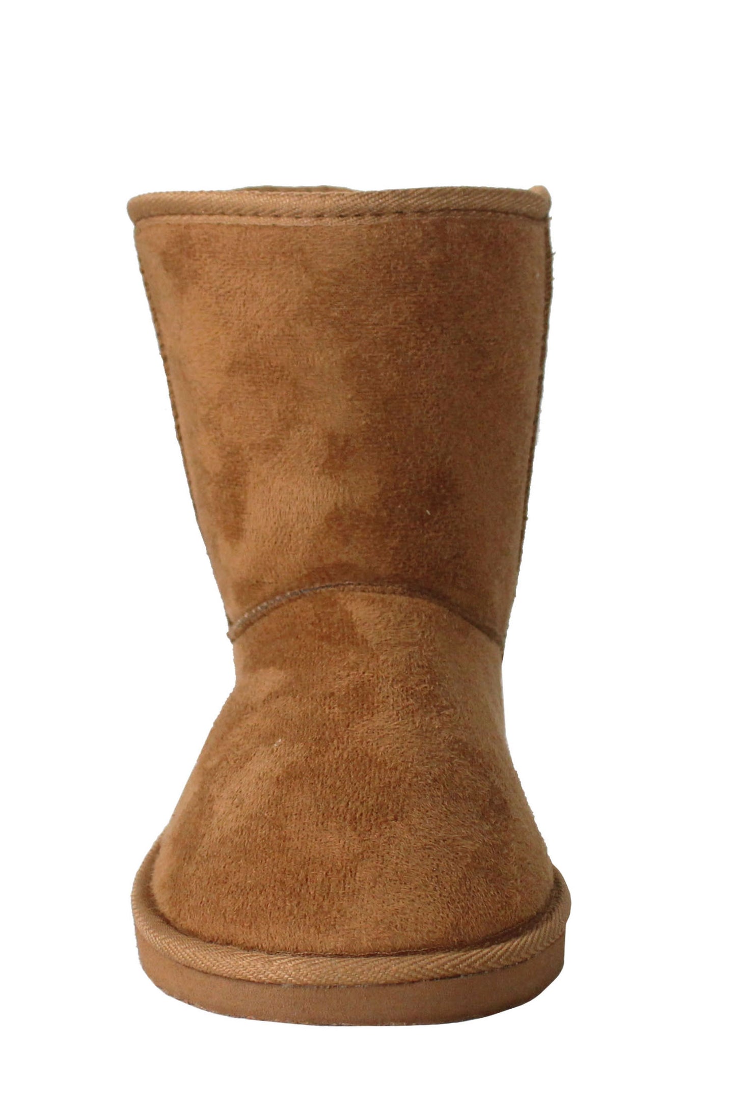 Girls Youth Kids Faux Suede Warm Fur Lined Slip On Mid Calf Snow Winter Tan Boots