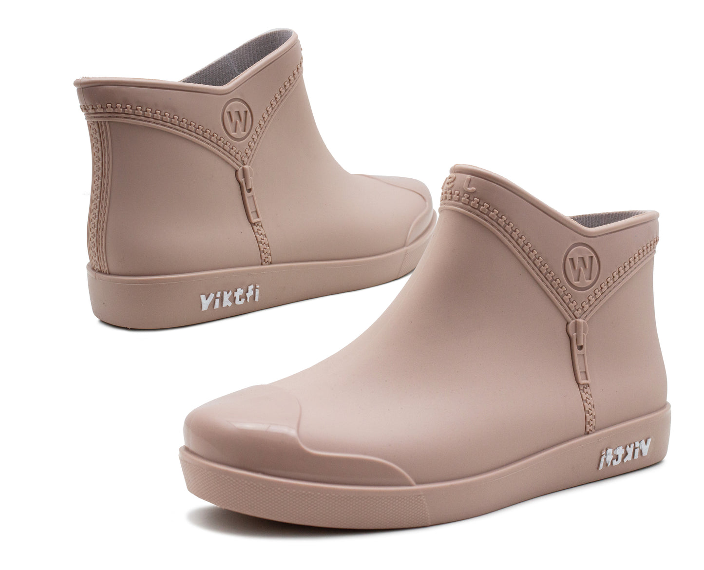 Womens Beige Ankle Wellies Boots Short Slip On Waterproof Chelsea Rain Boot Snow Farm Gardening Ladies Outdoor Festival Wellingtons (Copy)