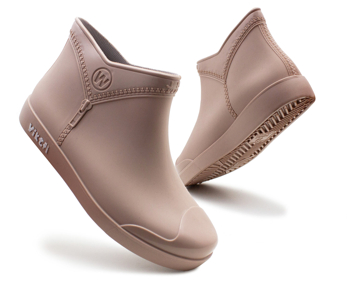 Womens Beige Ankle Wellies Boots Short Slip On Waterproof Chelsea Rain Boot Snow Farm Gardening Ladies Outdoor Festival Wellingtons (Copy)