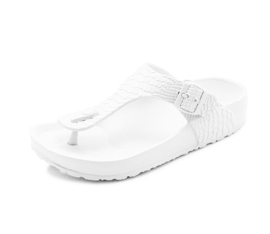 Womens Ladies Lightweight EVA Toe Post Slip On Flat Beach Summer Pool Slides Water Shoes Flip Flops Sandals White