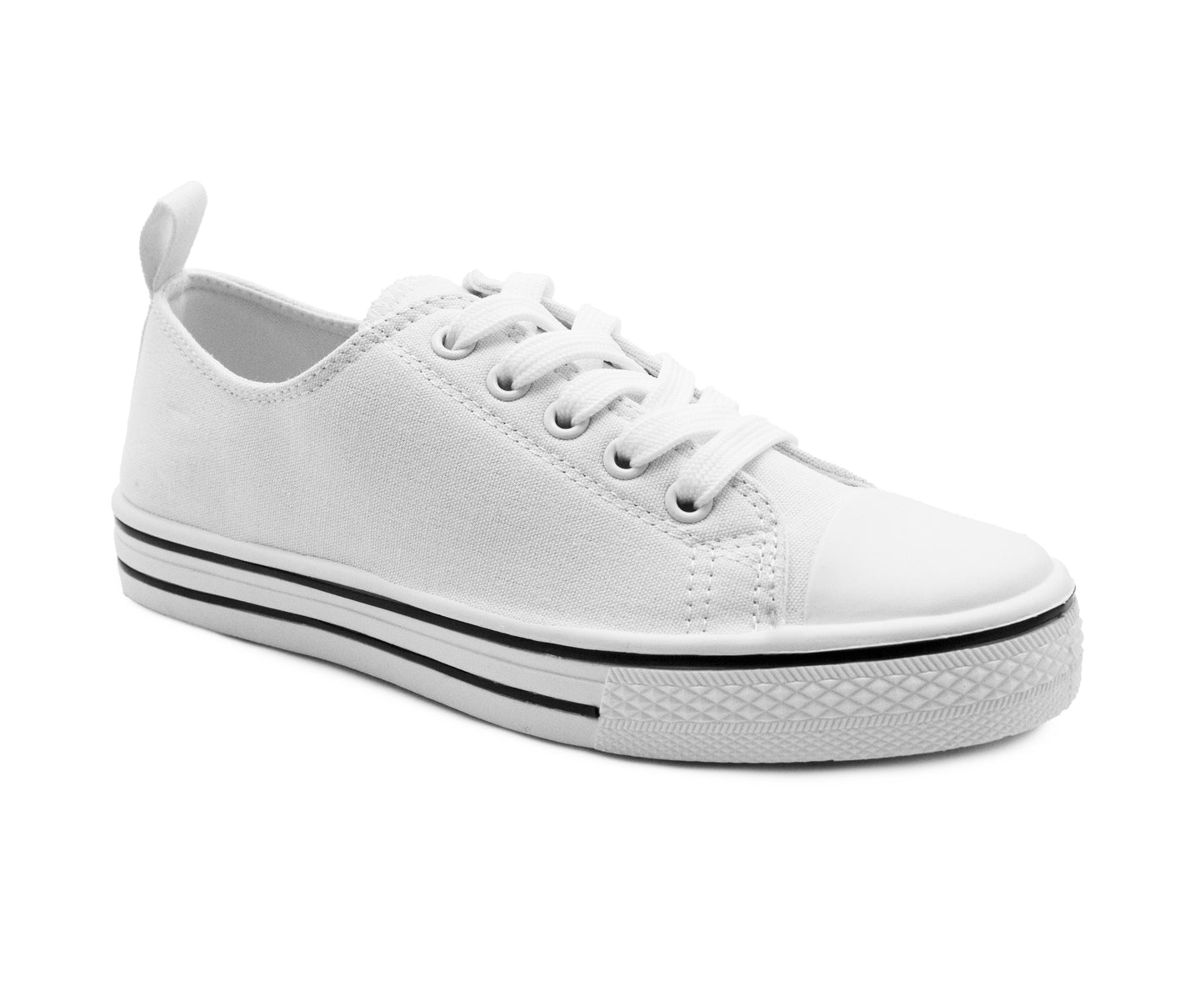 Womens Canvas Trainers White Lace Up Baseball Sneakers Ladies Flat Low Top Fashion Trainer Pumps