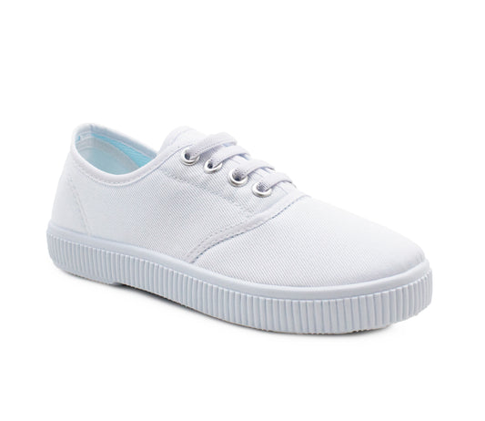 Canvas Pumps Boys Girls Unisex White Canvas Slip On Elastic Dance School PE Sports Trainers