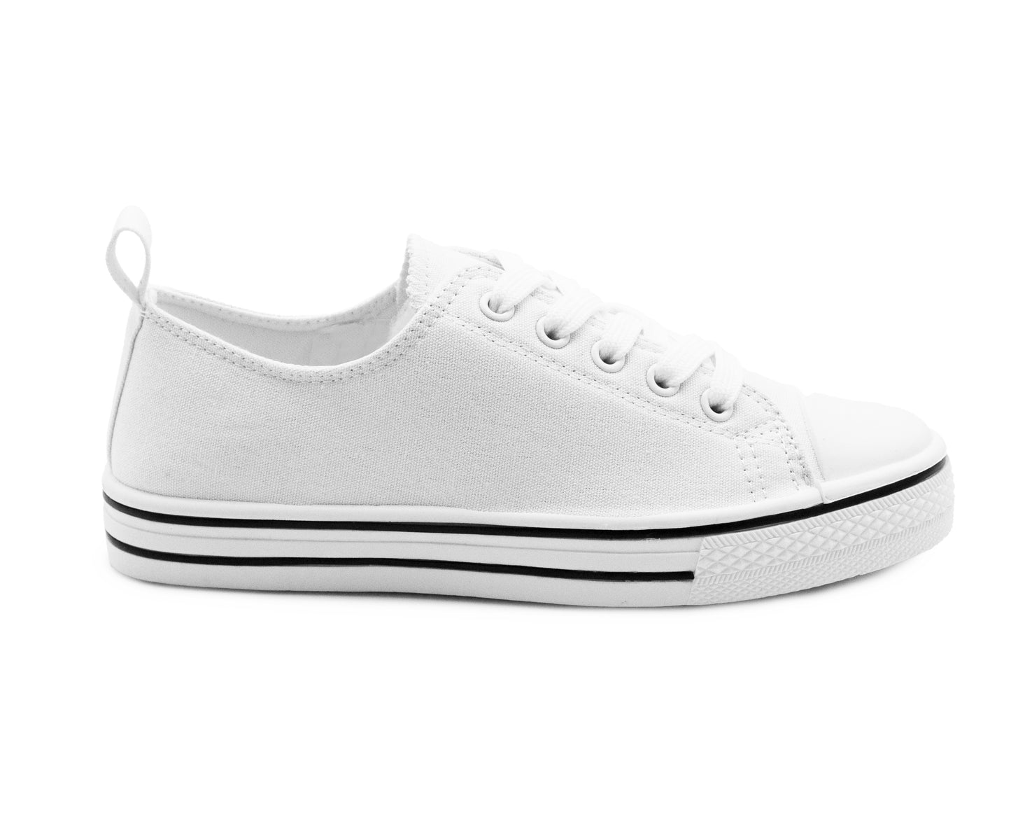 Womens Canvas Trainers White Lace Up Baseball Sneakers Ladies Flat Low Top Fashion Trainer Pumps