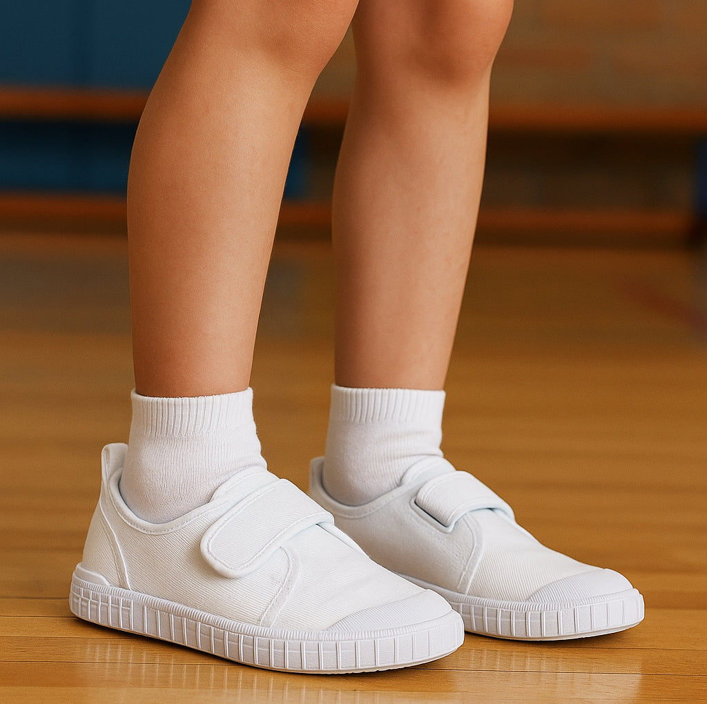 Canvas Pumps Touch Fasten Boys Girls Unisex Slip On Adjustable Strap School PE Sports Trainers