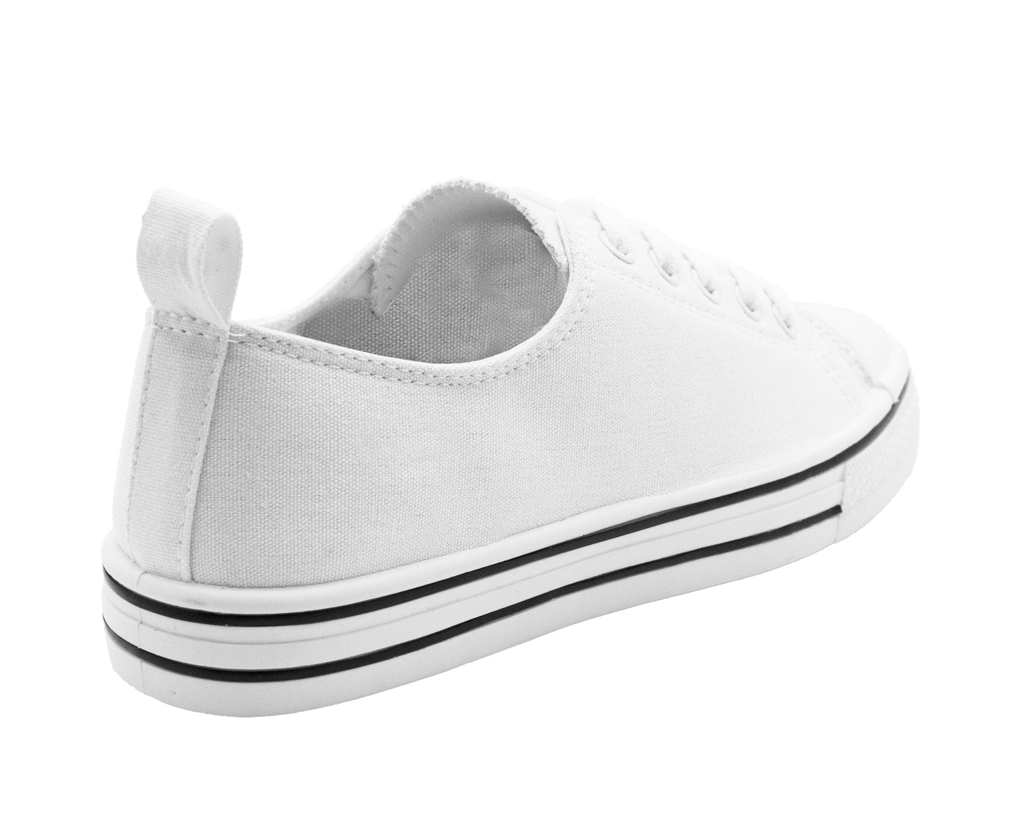 Womens Canvas Trainers White Lace Up Baseball Sneakers Ladies Flat Low Top Fashion Trainer Pumps