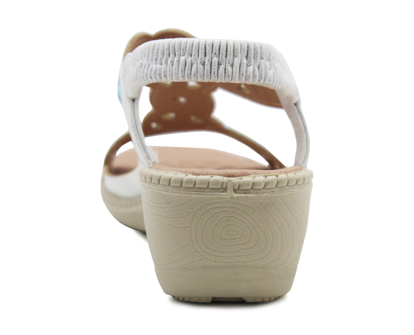 Womens Slingback Sandals Slip On Elastic Stretch Ladies Wedge Heel White Diamante Summer Sandals