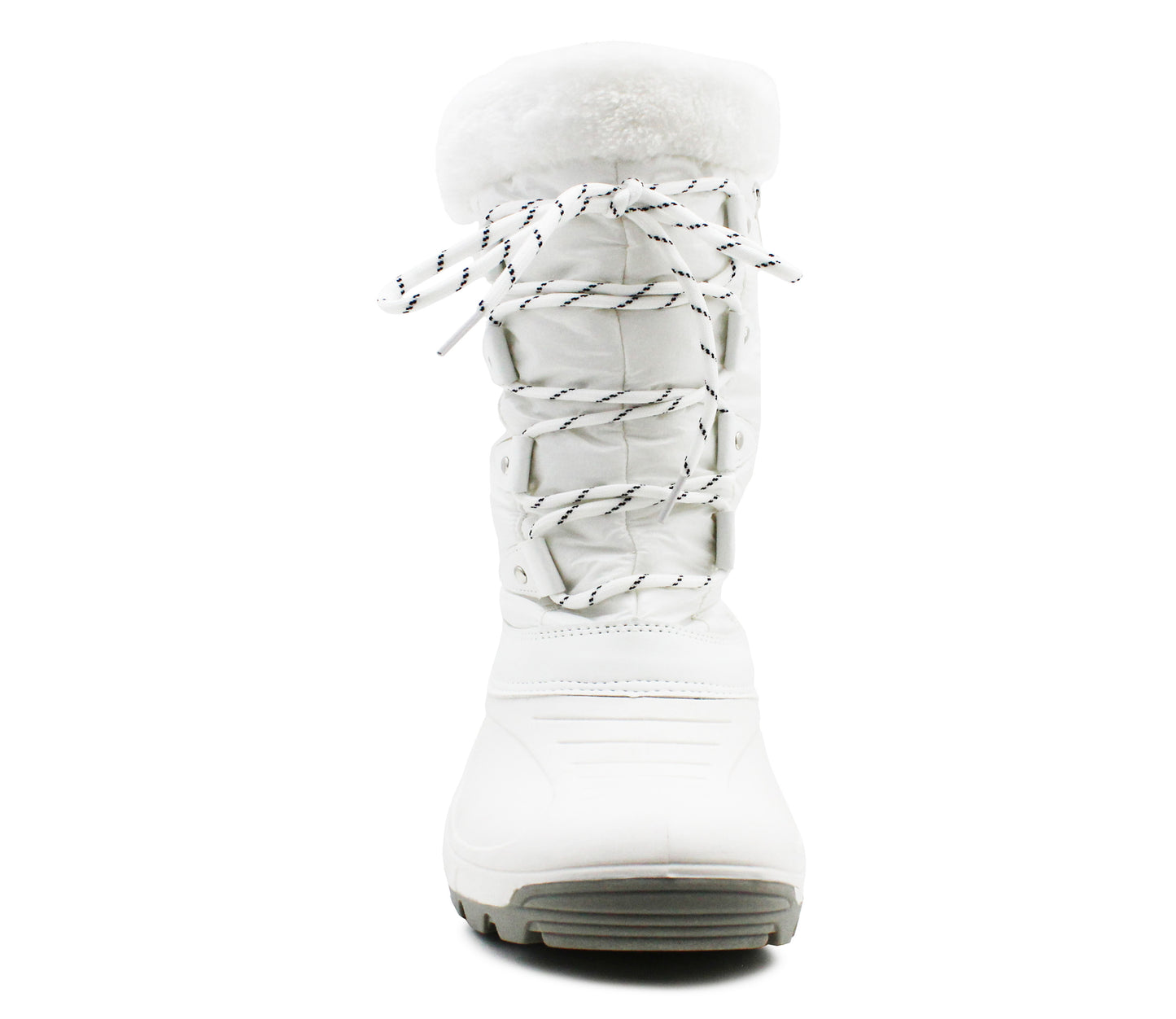 Womens Fleece Lined Snow Boots Faux Fur Trim Thermal Zip Up Quilted Outdoor Winter Boots