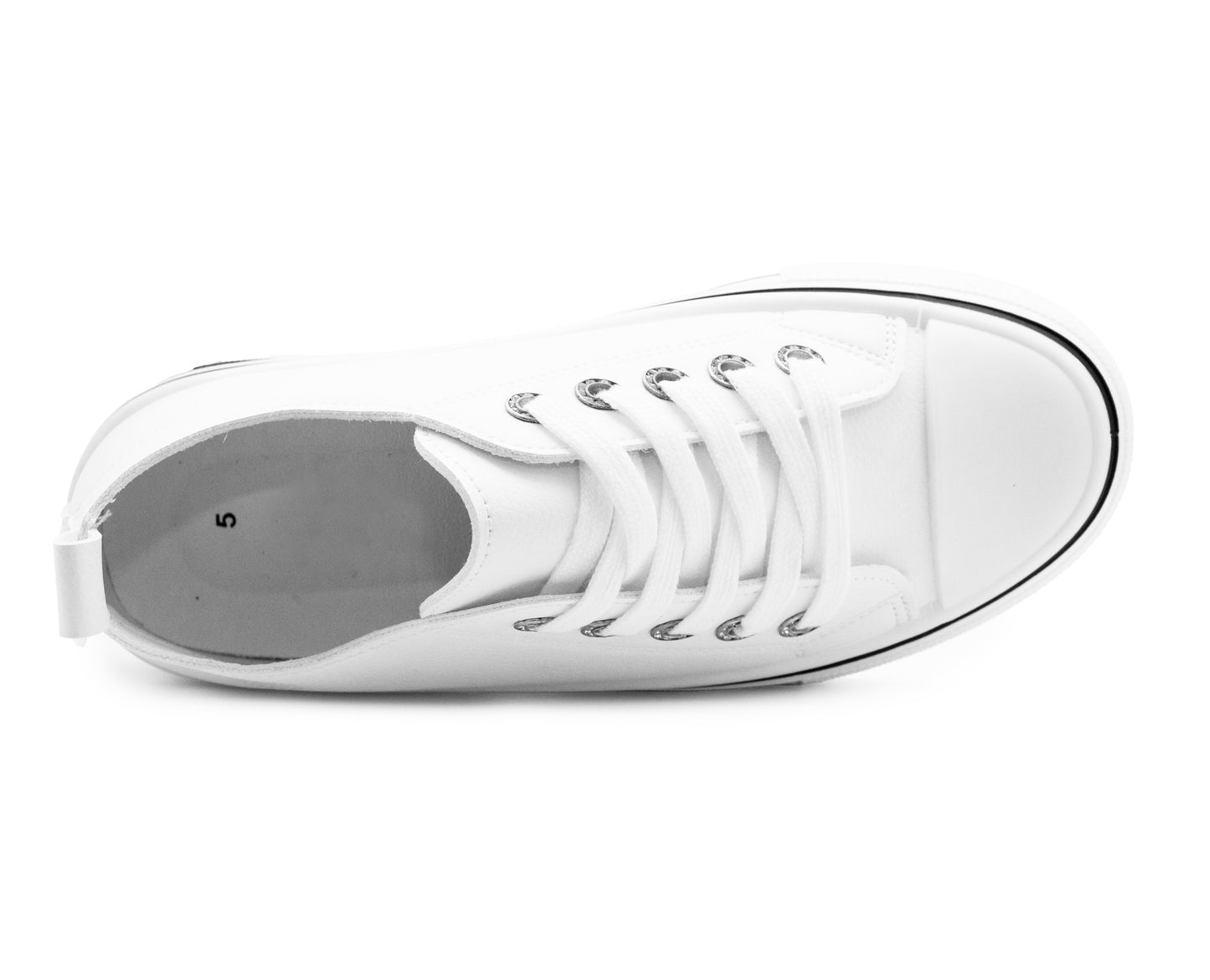 Womens Platform Canvas Trainers Lace Up Chunky Sole Baseball Sneakers Ladies Flat Low Top Fashion Trainer Pumps White