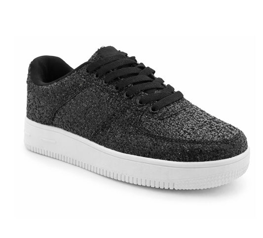 Womens Platform Trainers Ladies Lace Up Glitter Chunky Sole Casual Low Top Fashion Sneakers