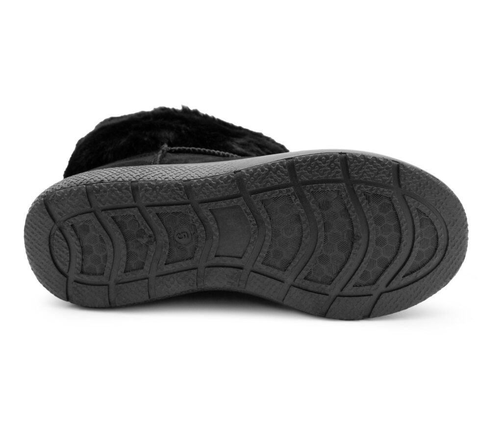 Womens Winter Boots Ladies Warm Slip On Ankle Boot Thermal Faux Suede Fur Lined Booties Black