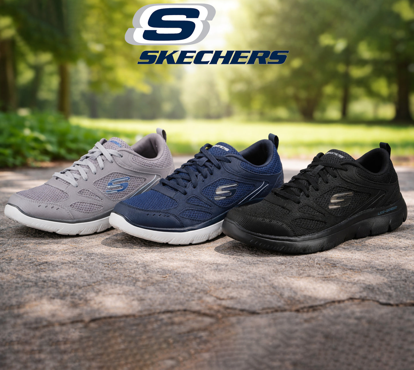 Skechers Mens Summits 52812 South Rim Trainers Lightweight Memory Foam Sneakers Grey Mesh