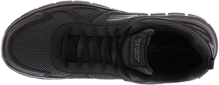 Skechers Men's Track Bucolo Trainers Oxford 52630 Memory Foam Lightweight Sneakers Black Leather Mesh